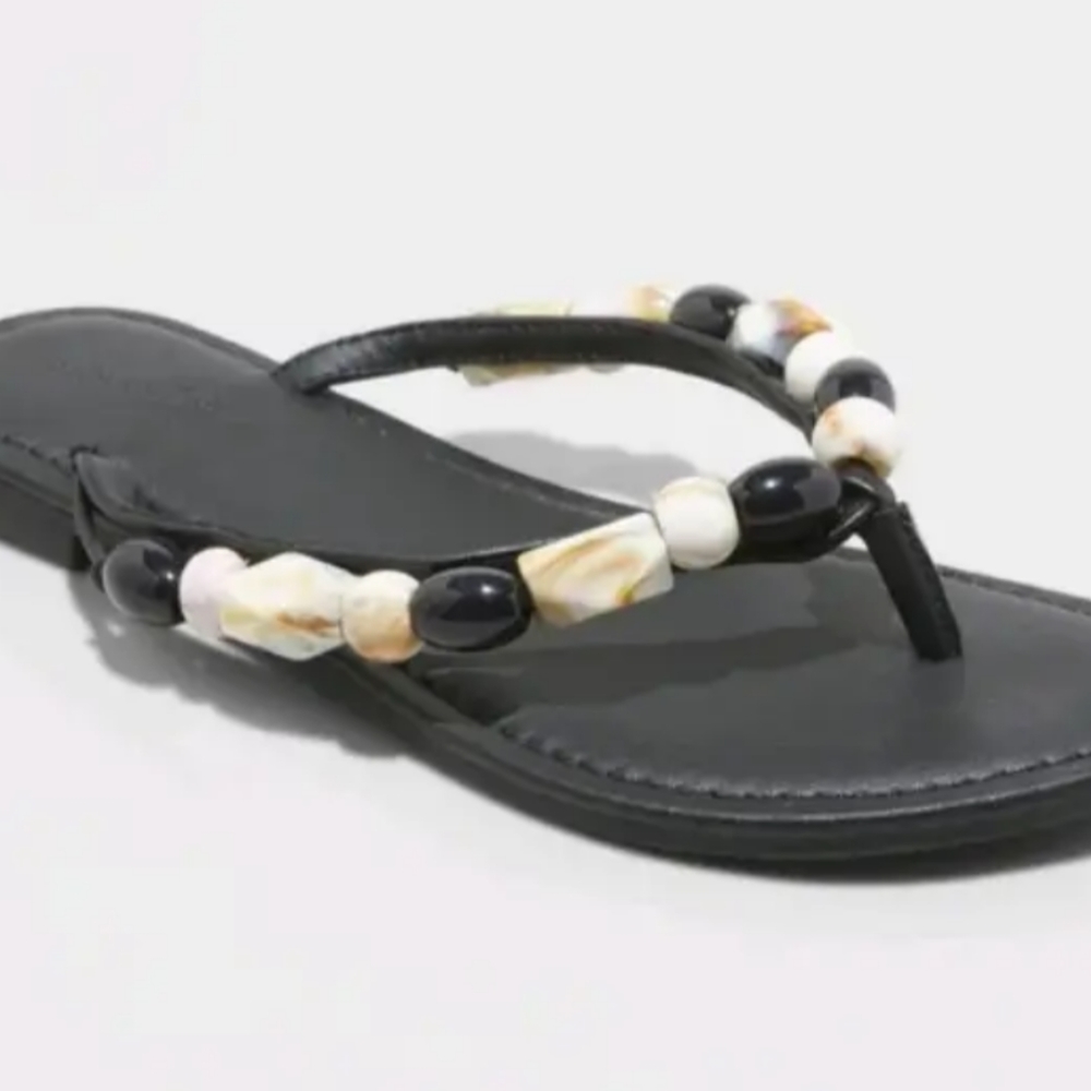 NEW Universal Thread Woman's Cindy Beaded Flip Flop Sandals Size 10